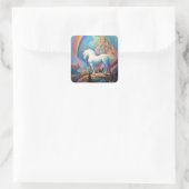 Unicorn Fantasy Art Quadratischer Aufkleber (Tasche)