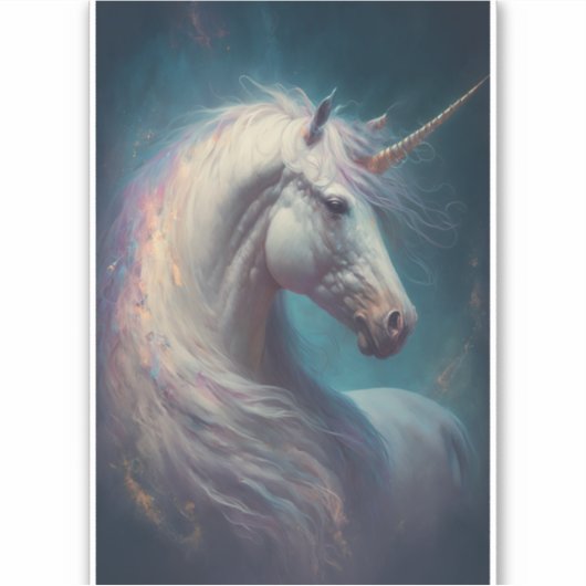 Unicorn Fantasy Art Sticker (Vorderseite)