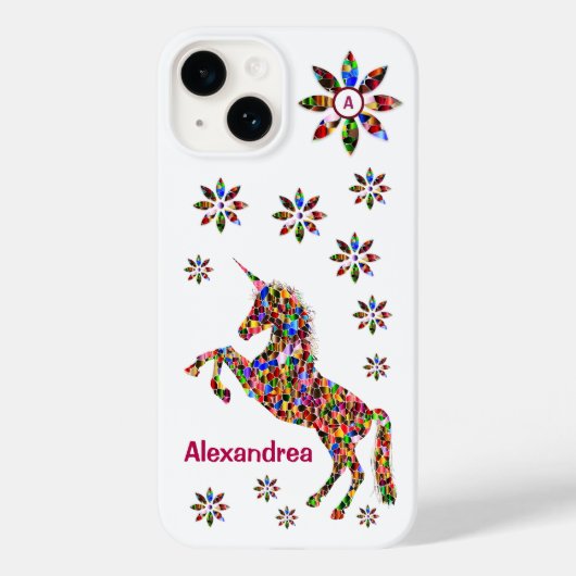 Unicorn Fantasy Blume Glitzer Persönlich gestalten Case-Mate iPhone Hülle (Rückseite)