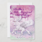 Unicorn Fantasy Burg Einladung (Vorderseite)