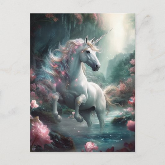 Unicorn Fantasy Kunst, Dichtung und Musik Postkarte (Vorderseite)