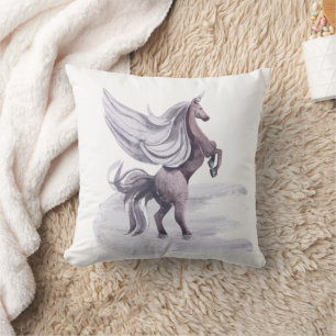 Unicorn Fantasy   Lila Wasserfarbe Kissen