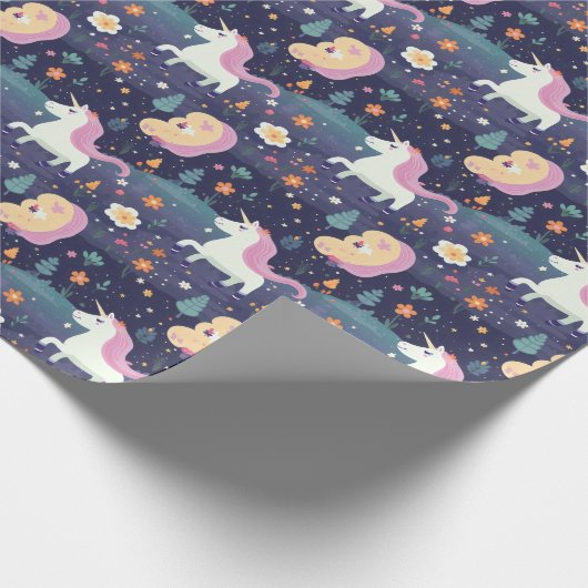 Unicorn Fantasy Pattern Geschenkpapier (Ecke)