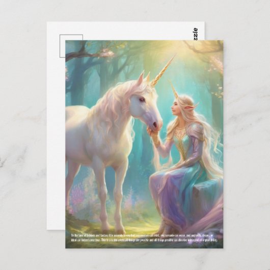 Unicorn Fantasy Postkarte (Vorne/Hinten)