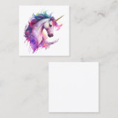 Unicorn Fantasy Watercolor Quadratische Visitenkarte (Vorne/Hinten)