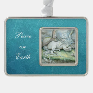 Unicorn Fantasy Weltfrieden Parco Civico-Ciani Rahmen-Ornament Silber