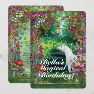 Unicorn Fantasy Woodland Geburtstagsparty Einladung