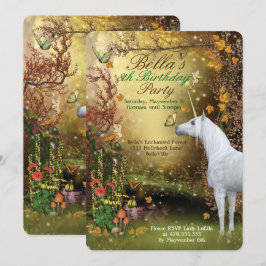 Unicorn Fantasy Woodland Geburtstagsparty Einladung