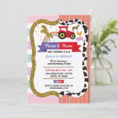 Unicorn & Farm Joint Boy Girl Birthday Farmyard Einladung (Stehend Vorderseite)