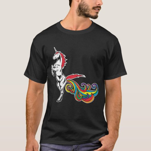 Unicorn-Farting Regenbogen-lustiger unglaublich T-Shirt (Vorderseite)