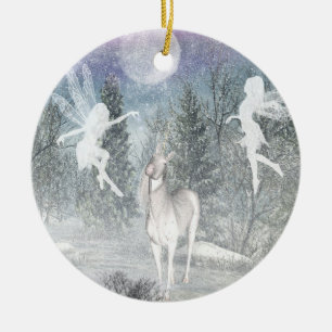 Unicorn-Feen-magische Weihnachtsverzierung Keramikornament