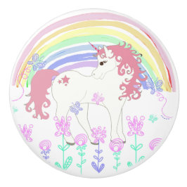 Unicorn-feenhafte Geschichte, Regenbogen, Blumen Keramikknauf
