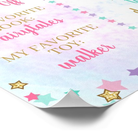 Unicorn First Birthday Party Sign Poster (Ecke)