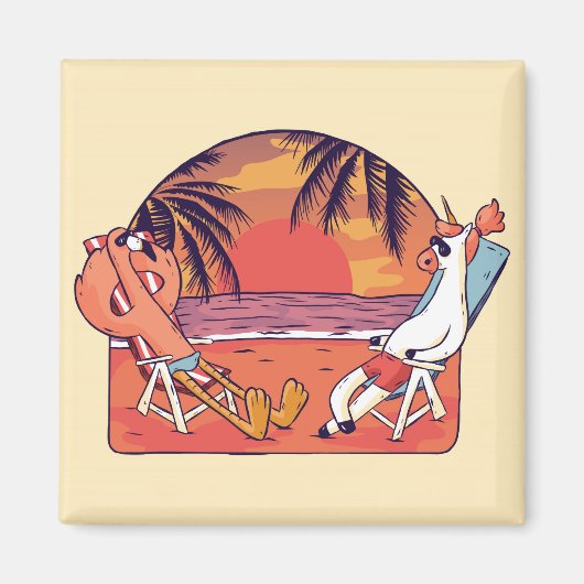 Unicorn Flamingo Beach Magnet (Vorne)