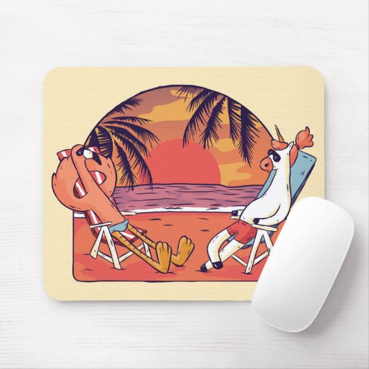Unicorn Flamingo Beach Mousepad (Mit Mouse)