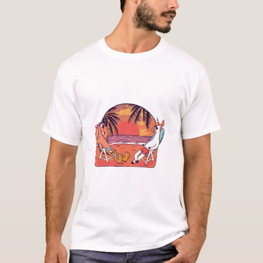 Unicorn Flamingo Beach T-Shirt (Vorderseite)