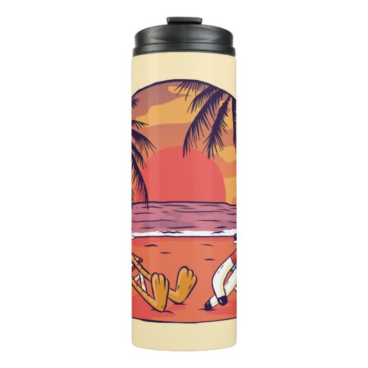Unicorn Flamingo Beach Thermosbecher (Vorderseite)