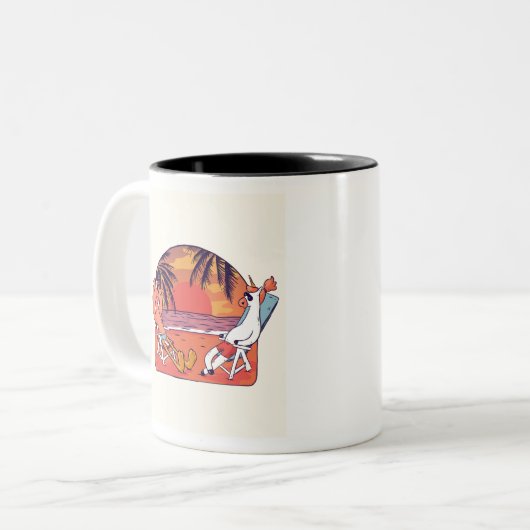 Unicorn Flamingo Beach Zweifarbige Tasse (Vorderseite Links)