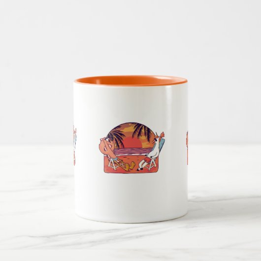 Unicorn Flamingo Beach Zweifarbige Tasse (Mittel)