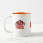 Unicorn Flamingo Beach Zweifarbige Tasse (Links)