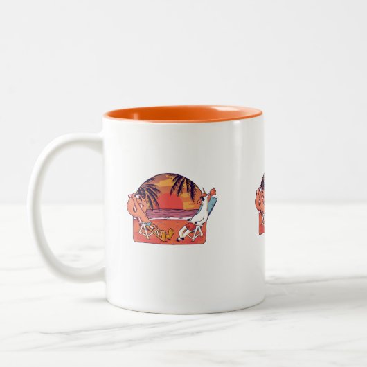 Unicorn Flamingo Beach Zweifarbige Tasse (Links)