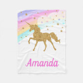 Unicorn Fleece Blanket, Pink & Gold (Vorderseite)
