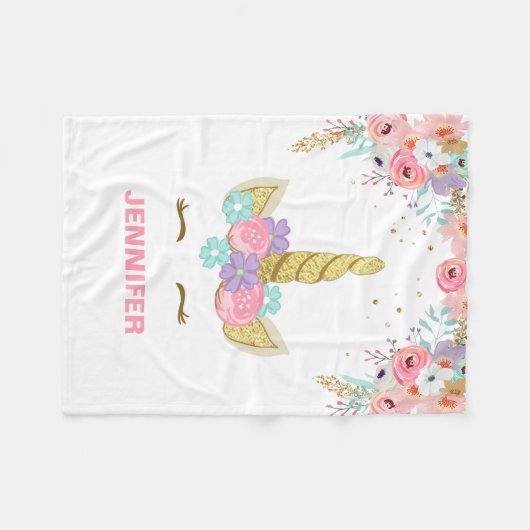 Unicorn-Fleece-Decken-personalisiertes Mädchen mit Fleecedecke (Vorderseite (Horizontal))