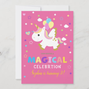 Unicorn fliegen mit Balloons-Party Einladung