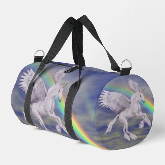 Unicorn fliegen über Regenbogen Duffle Bag (Linke Seite)