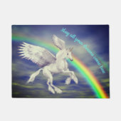 Unicorn fliegen über Regenbogen Träume Fantasiepfe Fußmatte (Vorderseite)
