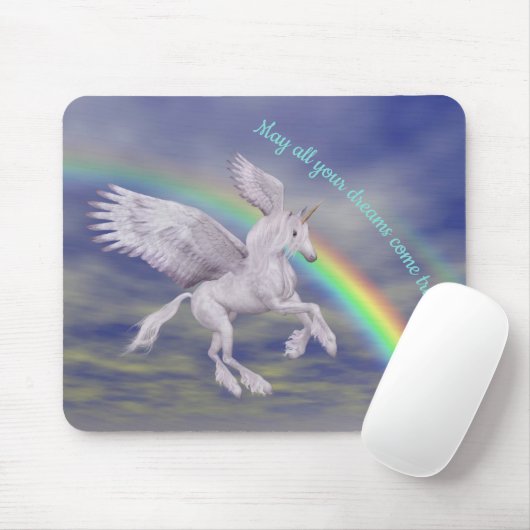 Unicorn fliegen über Regenbogen Träume Fantasiepfe Mousepad (Mit Mouse)