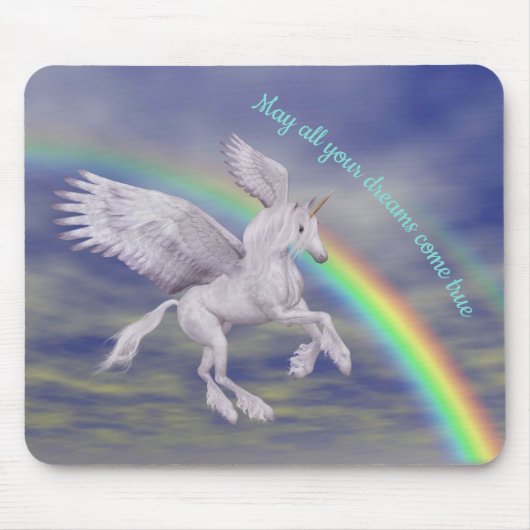Unicorn fliegen über Regenbogen Träume Fantasiepfe Mousepad (Vorne)