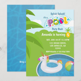 Unicorn Floatie Pool Geburtstagsparty Einladung