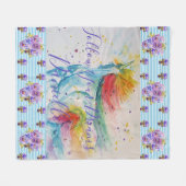 Unicorn Flora Girls Name Blanket Fleecedecke (Vorderseite (Horizontal))