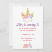 Unicorn Floral Birthday Party Invitation  Einladung (Vorderseite)
