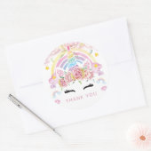 Unicorn Floral Birthday Vielen Dank Runder Aufkleber (Umschlag)