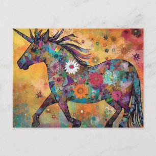 Unicorn Floral Collage Postkarte
