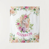 Unicorn Floral Wandteppich (Vorderseite)