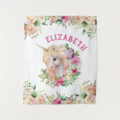 Unicorn Floral Wandteppich (Vorderseite)