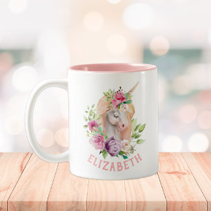 Unicorn Floral Zweifarbige Tasse