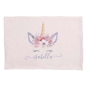 Unicorn florale Aquarellfarbe mädchenhaft modern Kissenbezug