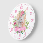 Unicorn florale Kids Wall Clock Große Wanduhr (Winkel)