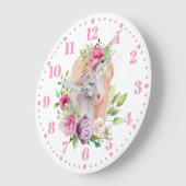 Unicorn florale Kids Wall Clock Große Wanduhr (Winkel)
