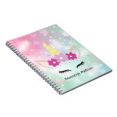Unicorn Florals und Herz | MIT MONOGRAMM Notizblock (Rechte Seite)