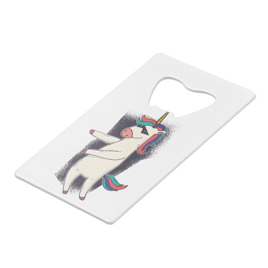 Unicorn Floss Dance Geldbeutel Flaschenöffner (Vorderseite Schrägansicht)