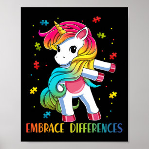 Unicorn Flossen Puzzle Piece Autismus Bewusstsein  Poster