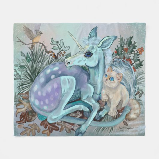 Unicorn Foal Cosy Cuddles Holiday Fleecedecke (Vorderseite (Horizontal))