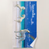 Unicorn Foals am Strand Personalisiert Strandtuch (Vorderseite)