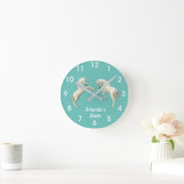 Unicorn Fohlen Personalisierter Name Kinderzimmer Runde Wanduhr (Zuhause)