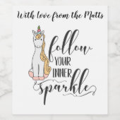 Unicorn Folgen Sie dem Party Ihres inneren Sparkel Weinetikett (Einzelnes Label)